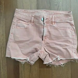 Peach high waisted jean shorts